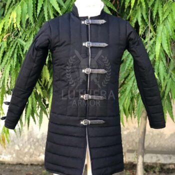 Medieval Padded Gambeson Black Full Sleeves