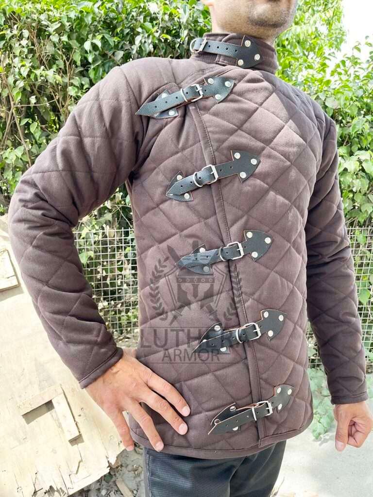 Medieval Black Gambeson | Thick Padded Black Gambeson | Medieval Gambeson For SCA | Padded Armor