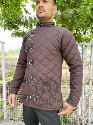 Medieval Black Gambeson | Thick Padded Black Gambeson | Medieval Gambeson For SCA | Padded Armor - Image 2