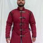 Medieval Padded Gambeson Wine Color with Black Trim