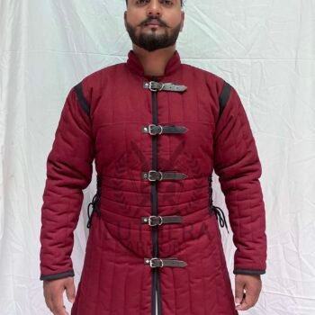 Medieval Padded Gambeson Wine Color with Black Trim