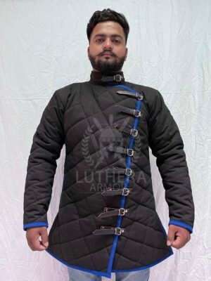 Medieval Blue Gambeson| Jacket Costume Handmade Item Thick Padded Medieval Gambeson