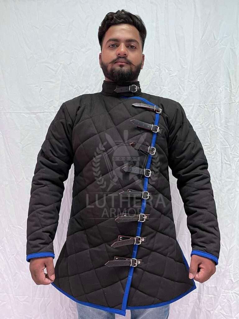 Medieval Blue Gambeson| Jacket Costume Handmade Item Thick Padded Medieval Gambeson