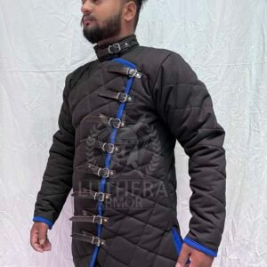 Medieval Blue Gambeson| Jacket Costume Handmade Item Thick Padded Medieval Gambeson