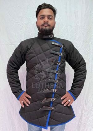 Medieval Blue Gambeson| Jacket Costume Handmade Item Thick Padded Medieval Gambeson - Image 4