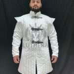 Medieval Padded Gambeson Full Sleeve White Color For Renfaire Costume