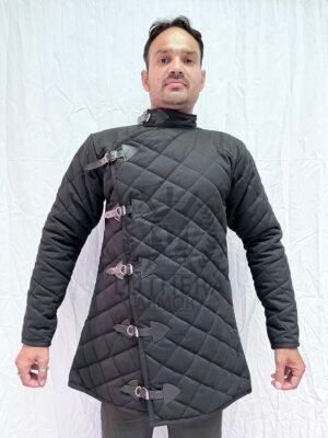 Medieval Black Gambeson | Thick Padded Black Gambeson | Medieval Gambeson For SCA | Padded Armor - Image 4