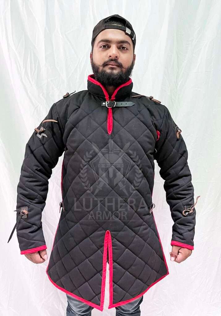 Medieval Black Gambeson | Padded Gambeson |Fighting Gambeson | SCA Larp Gambeson For Theatre Costume