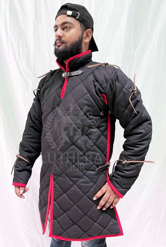 Medieval Black Gambeson | Padded Gambeson |Fighting Gambeson | SCA Larp Gambeson For Theatre Costume