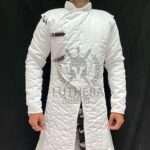 Medieval Long Cotton Padded Gambeson White