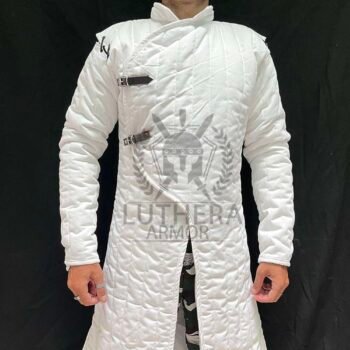 Medieval Long Cotton Padded Gambeson White