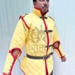 Medieval Padded Gambeson Yellow with Red Trim