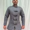 Medieval Gray Gambeson For SCA Larp | Thick Padded Full Sleeves Coat| Quilted gambeson | Aketon Padded costume