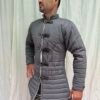 Medieval Gray Gambeson For SCA Larp | Thick Padded Full Sleeves Coat| Quilted gambeson | Aketon Padded costume - Image 2