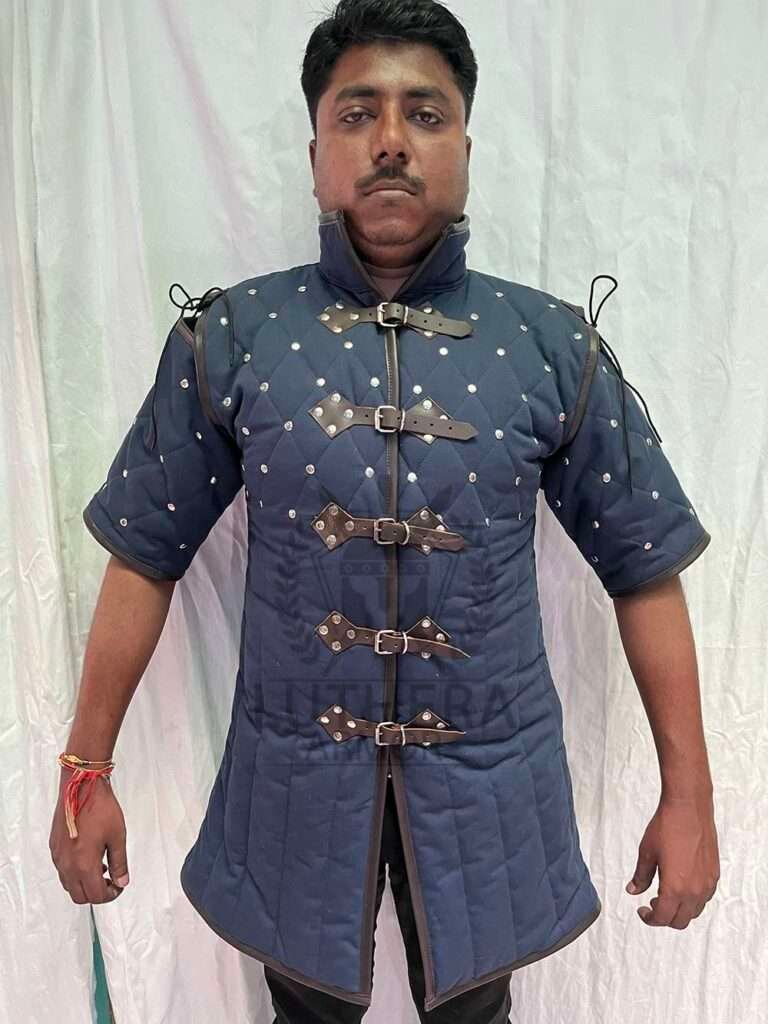 Medieval jacket with patterned fabric| Gambeson for medieval events | Padded protective armor | Medieval doublet