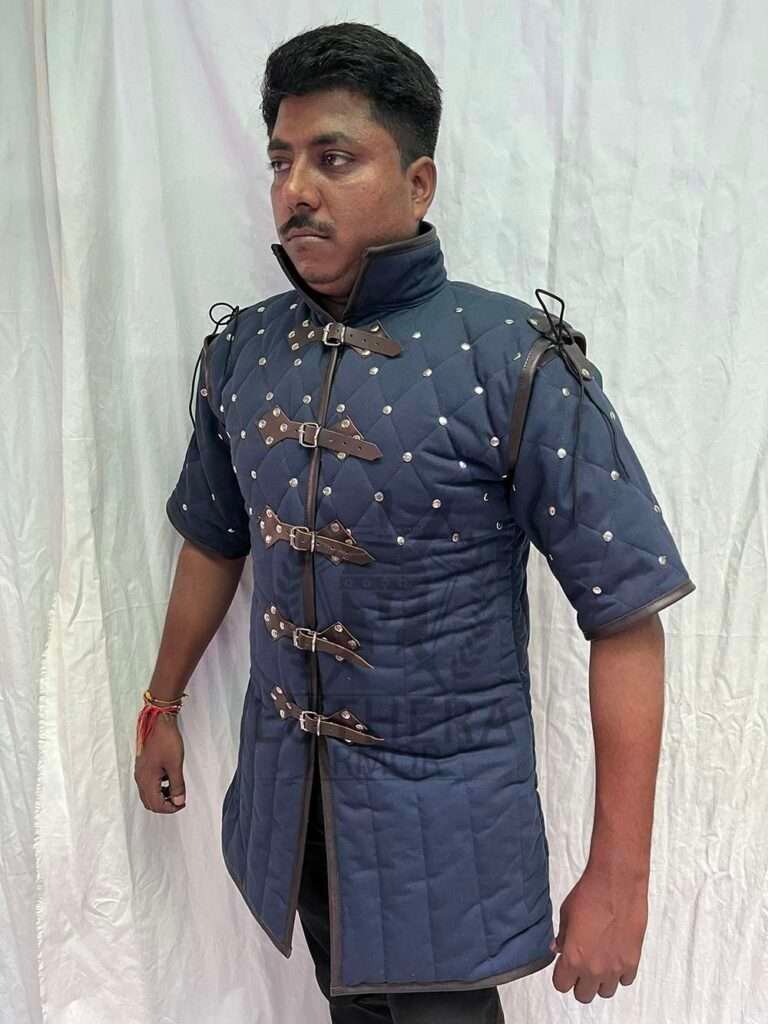 Medieval jacket with patterned fabric| Gambeson for medieval events | Padded protective armor | Medieval doublet