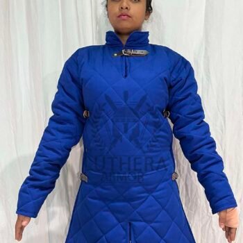Female Cotton Padded Gambeson Royal Blue for Medieval Events