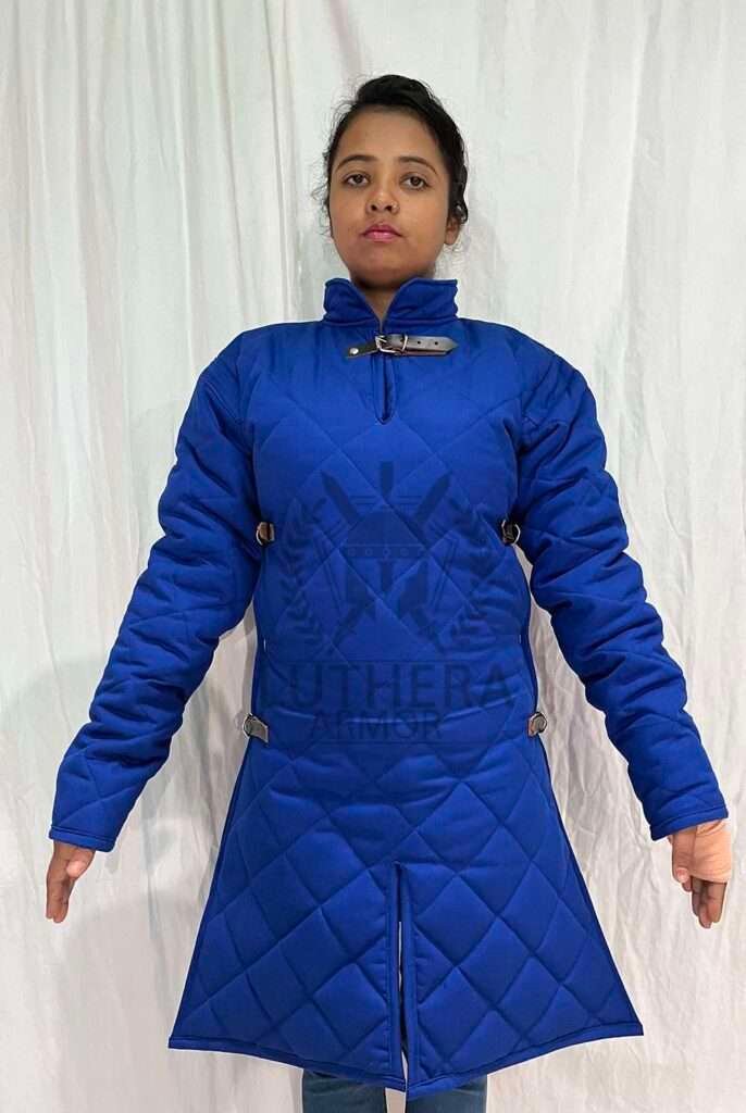 Female Cotton Padded Gambeson Royal Blue for Medieval Events