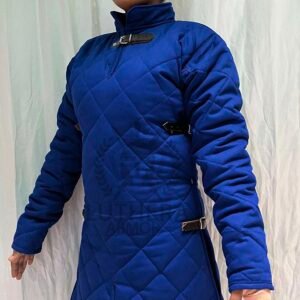 Medieval Gambeson | female royal blue | Celtic Viking Padded Armour Gambeson With Full Sleeves