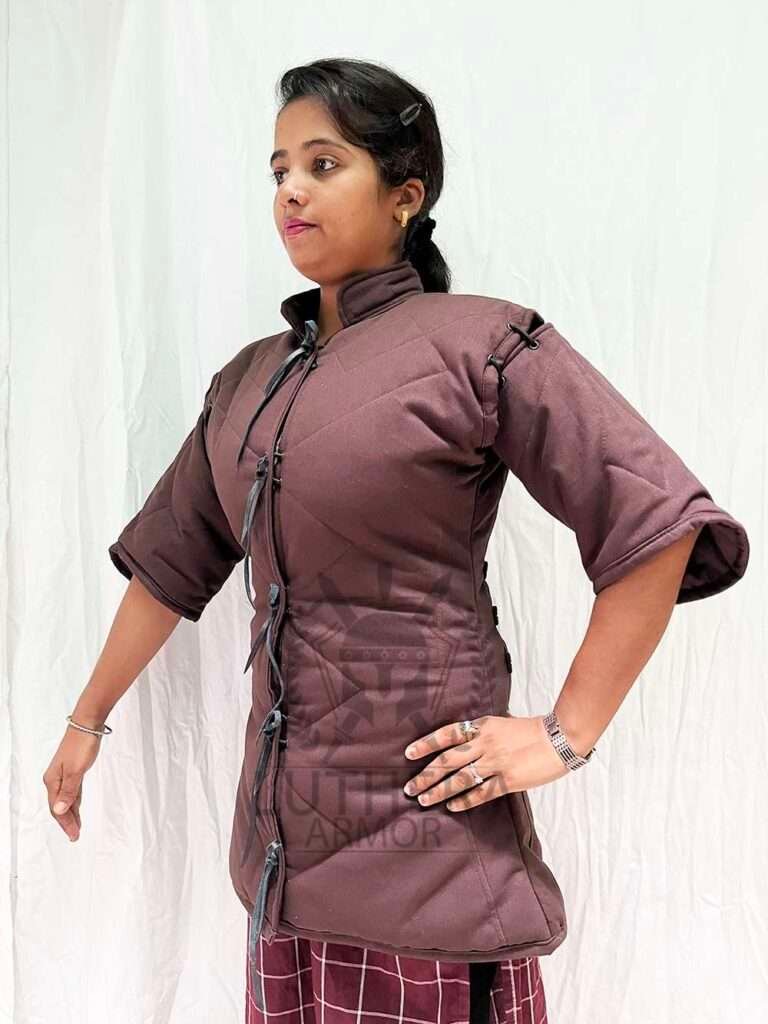 Medieval Padded Gambeson Detachable Sleeve Brown