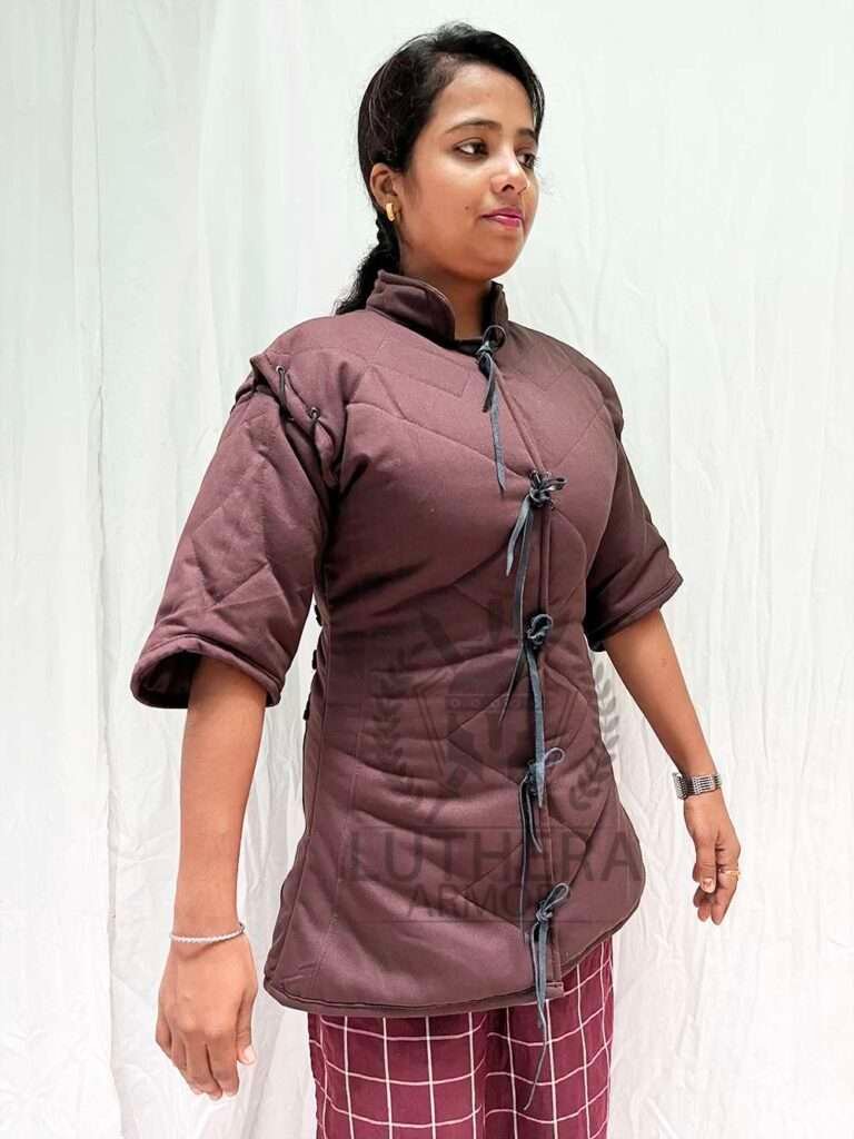 Medieval Padded Gambeson Detachable Sleeve Brown