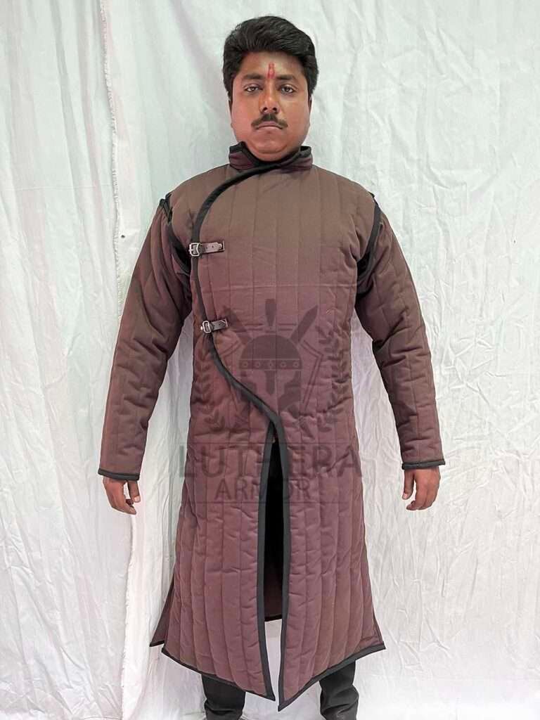 Medieval Gambeson |SCA Larp Standard Sizes | Green Color Jacket |Padded gambeson theatre Costume Long Sleeves