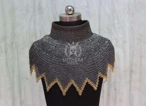 Chainmail collar - Flat Ring Dome Riveted with Brass Edge