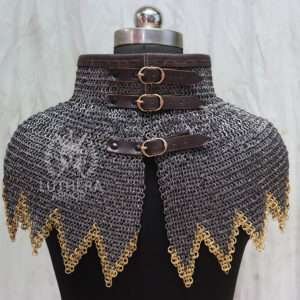 Chainmail collar – Flat Ring Dome Riveted with Brass Edge