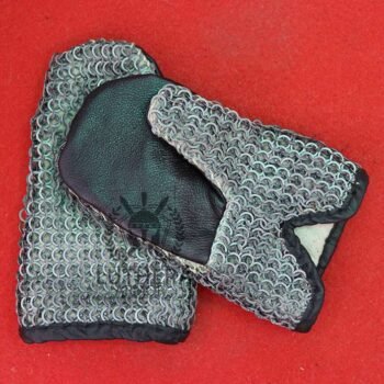 Chainmail Gloves - 9MM Flat Ring With Alternating Solid Ring Dome Riveted