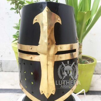 Medieval Crusader Helmet Templar Knight Helmet 18 G Steel