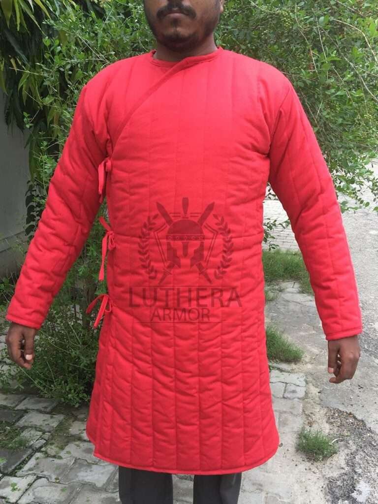 Medieval Red Gambeson For Body Protection | Eastern Padded Armor Reenactments