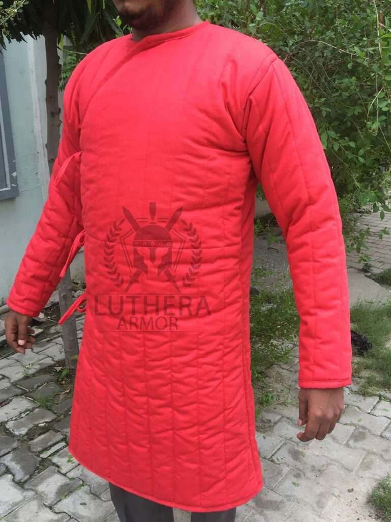 Medieval Red Gambeson For Body Protection | Eastern Padded Armor Reenactments