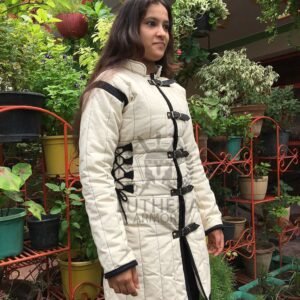 White Aketon Gambeson For Female | Woman Clothing-SCA Larp | Medieval Female Armor | Quilted gambeson