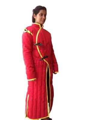 Larp Red Medieval Gambeson | Female Gambeson For Female Armor With Long Detachable Sleevs - Image 4