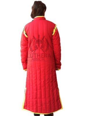 Larp Red Medieval Gambeson | Female Gambeson For Female Armor With Long Detachable Sleevs - Image 3