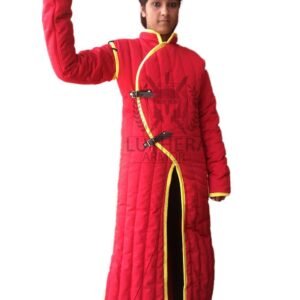 Larp Red Medieval Gambeson | Female Gambeson For Female Armor With Long Detachable Sleevs