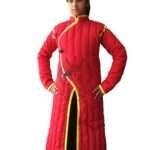 Medieval Long Gambeson Red color with Yellow Trim