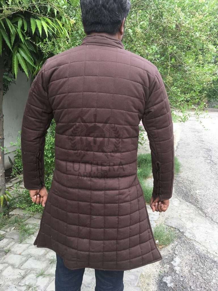 Medieval Brown gambeson | Padded long Sleeves Gambeson | Gambeson For Sca Larp