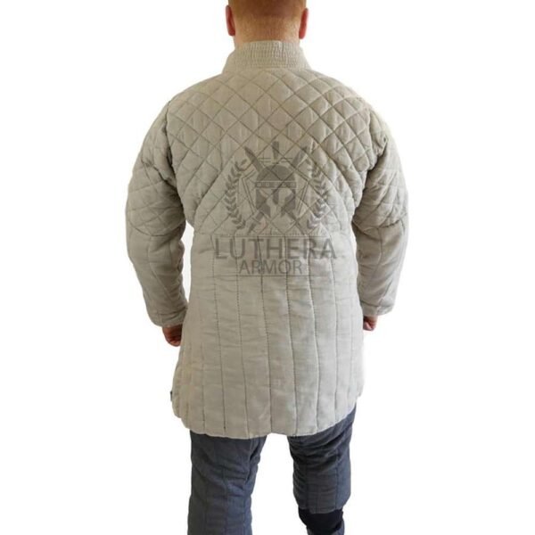 Medieval White Gambeson | Thick Padded Full Sleeves Gambeson | Aketon Gambeson