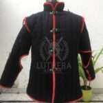 Medieval Padded Gambeson Black with Red Trim For Renfaire Costume