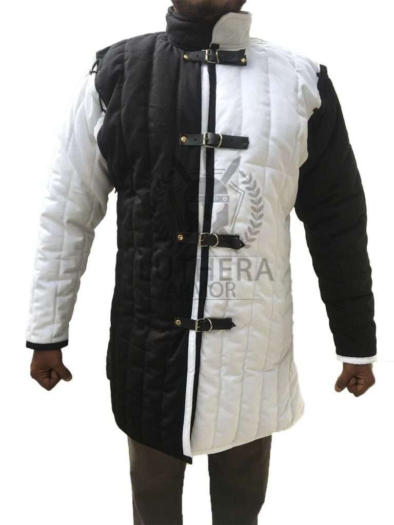 Medieval Padded Gambeson Black & White