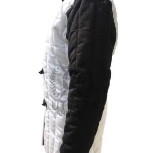 Fighting Black /white Gambeson | Medieval Gambeson Padded Coat | Large Gambeson SCA Larp | Movie/theatre costume