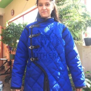 Medieval Blue Female Padded Gambeson | Fighting Jacket |Long sleeves Gambeson