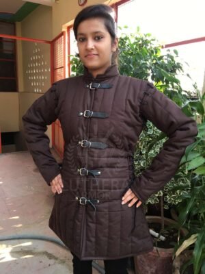 Medieval Black Female Gambeson | Medieval Female Padded Full Sleeve Gambeson | SCA Larp Gambeson For Female - Image 4