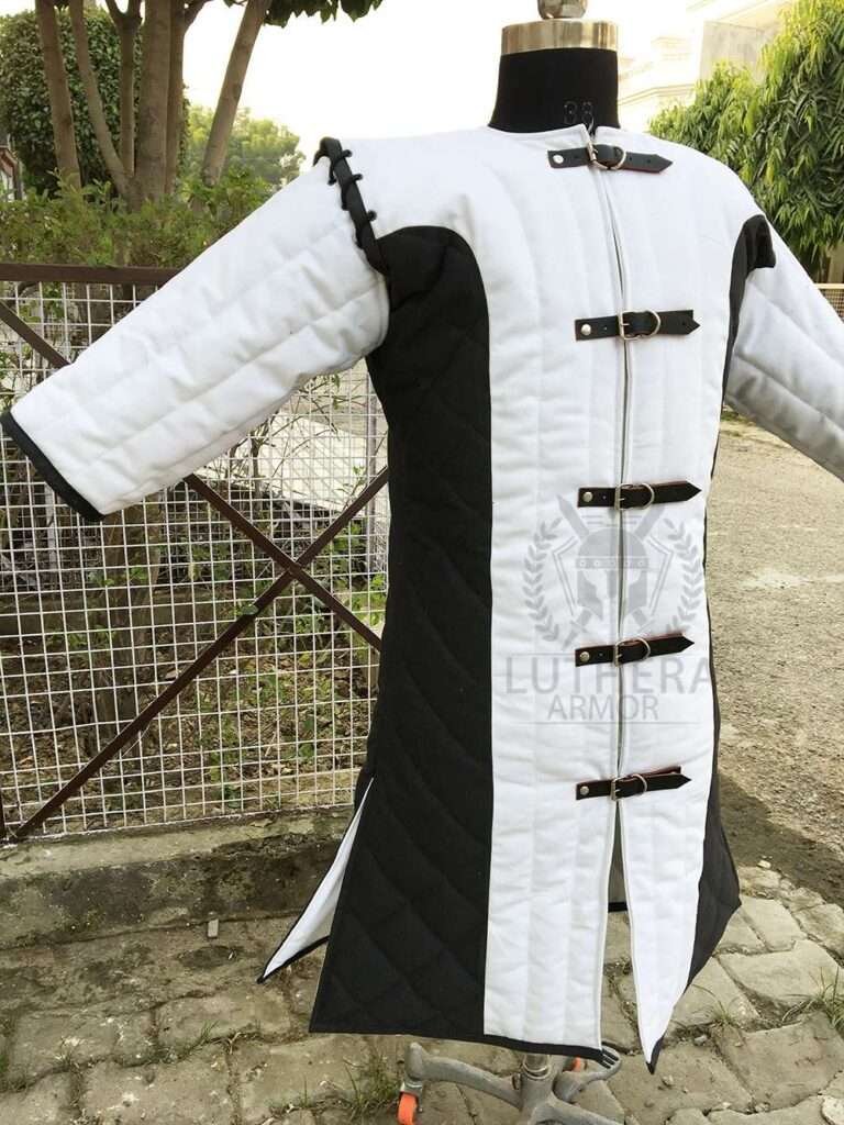 Medieval White/Black Gambeson | Renaissance Gambesons For Sca Larp | Medieval Under Armor Padding Gambeson