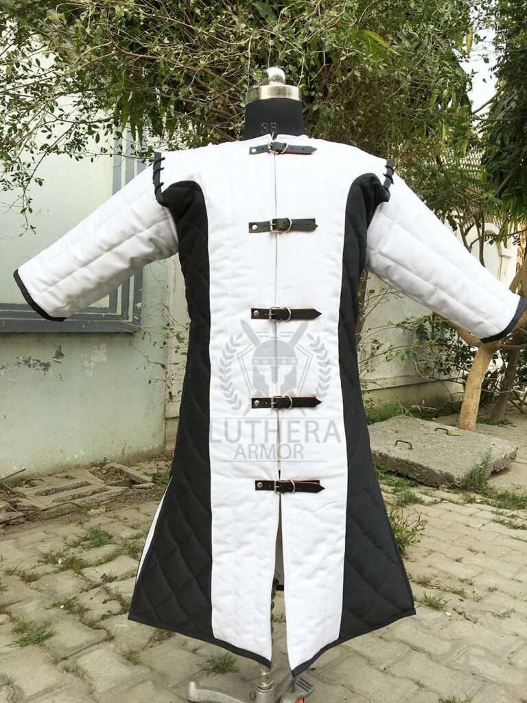 Medieval White/Black Gambeson | Renaissance Gambesons For Sca Larp | Medieval Under Armor Padding Gambeson