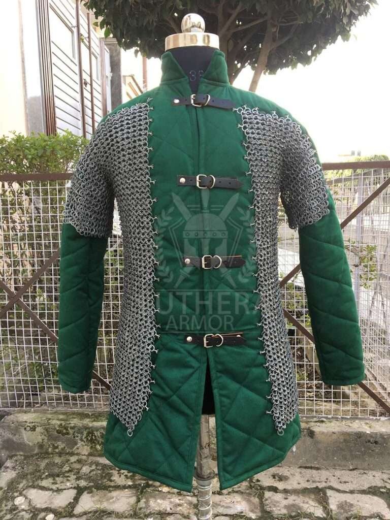 Padded Gambeson | Medieval Gambeson With 9 MM Flat Riveted Chainmail Voiders