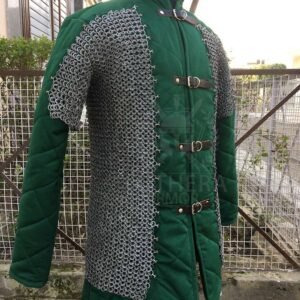 Padded Female Gambeson | Medieval Gambeson With 9 MM Flat Riveted Chainmail Voiders