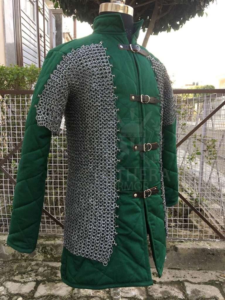 Padded Gambeson | Medieval Gambeson With 9 MM Flat Riveted Chainmail Voiders