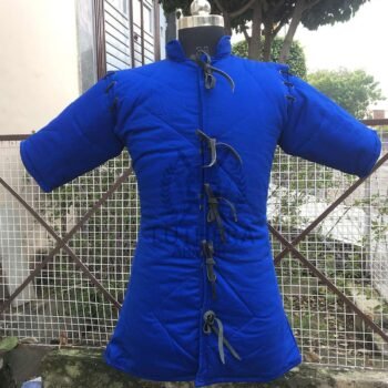 Medieval Padded Gambeson Royal Blue Half Sleeve